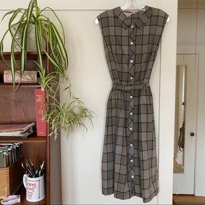 Vintage Brentwood Shirtwaist Dress Gray Plaid